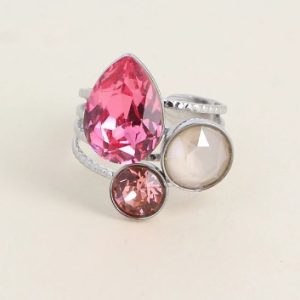 Bague belinda argenté ornée de cristaux de Swarovski